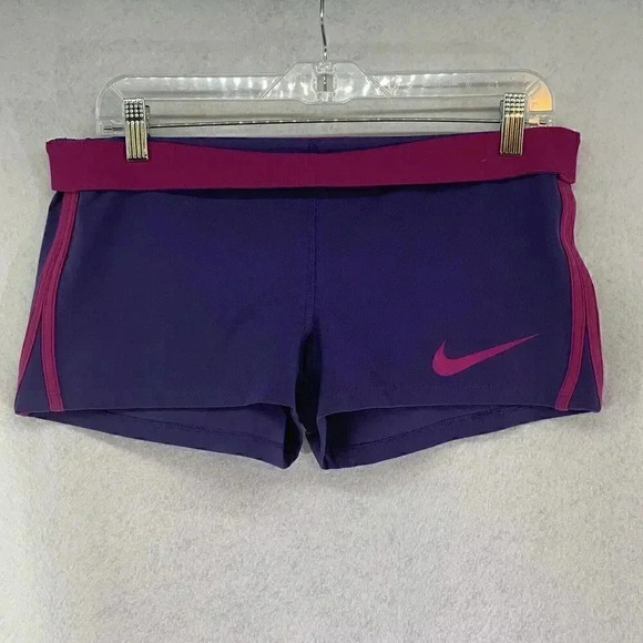 Nike Womens Dri-Fit Fold Over Waist Band Athletic Shorts Large Sportswear - Picture 2 of 5